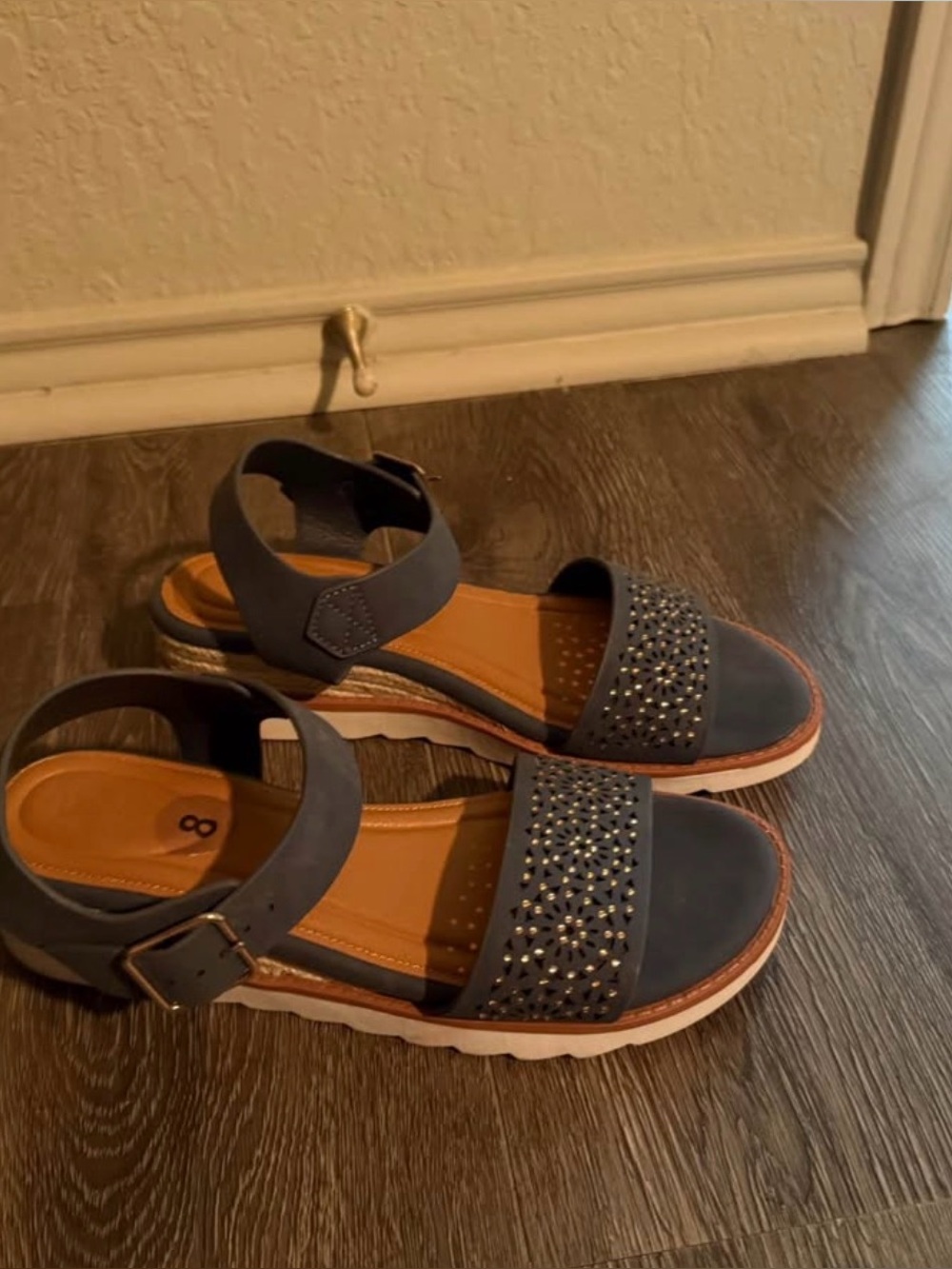 American Exchange Navy Blue Studded Platform Sandals